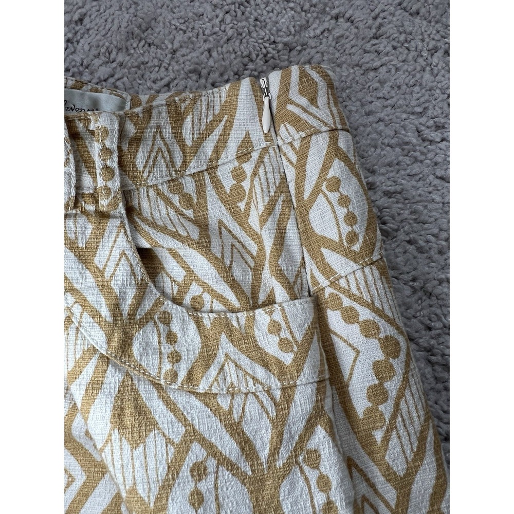 Anthropologie Elevenses Women's Tiled Tide Shorts Golden Mustard Geometric Sz 2 - Picture 2 of 9
